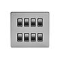 Soho Lighting Brushed Chrome 8 Gang RM Rectangular Module Grid Switch Plate