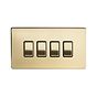 Soho Lighting Brushed Brass 4 Gang RM Rectangular Module Grid Switch Plate