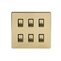 Soho Lighting Brushed Brass 6 Gang RM Rectangular Module Grid Switch Plate