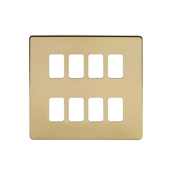 Soho Lighting Brushed Brass 8 Gang RM Rectangular Module Grid Switch Plate