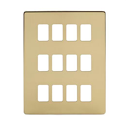 Brushed Brass 12 Gang Switch Plate