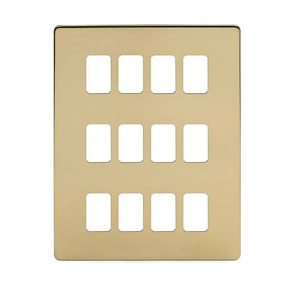 Soho Lighting Brushed Brass 12 Gang RM Rectangular Module Grid Switch Plate