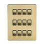 Soho Lighting Brushed Brass 12 Gang RM Rectangular Module Grid Switch Plate