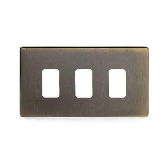 Soho Lighting Antique Brass 3 Gang RM Rectangular Module Grid Switch Plate