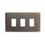 Soho Lighting Antique Brass 3 Gang RM Rectangular Module Grid Switch Plate