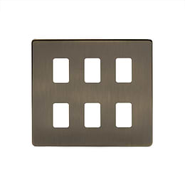 Soho-Lighting-Antique-Brass-6-Gang-Grid-Plate