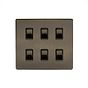 Soho Lighting Antique Brass 6 Gang RM Rectangular Module Grid Switch Plate