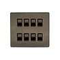 Soho Lighting Antique Brass 8 Gang RM Rectangular Module Grid Switch Plate