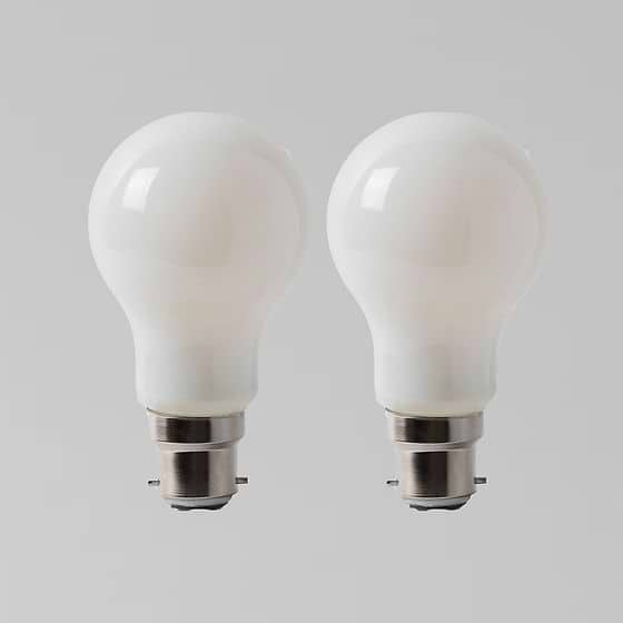 2 Pack - 8w B22 Opal GLS LED Light Bulb 3000K Warm White Dimmable