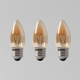 3 Pack - 2w E27 ES Vintage Edison Candle LED Light Bulb 1800K T-Spiral Filament Dimmable