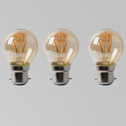 3 Pack - 2w B22 Vintage Edison Golf Ball LED Light Bulb 1800K T-Spiral Filament Dimmable