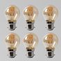 6 Pack - 2w B22 Vintage Edison Golf Ball LED Light Bulb 1800K T-Spiral Filament Dimmable