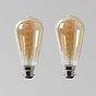 2 Pack - 4w B22 Vintage Edison ST64 LED Light Bulb 1800K Spiral Filament Teardrop Dimmable