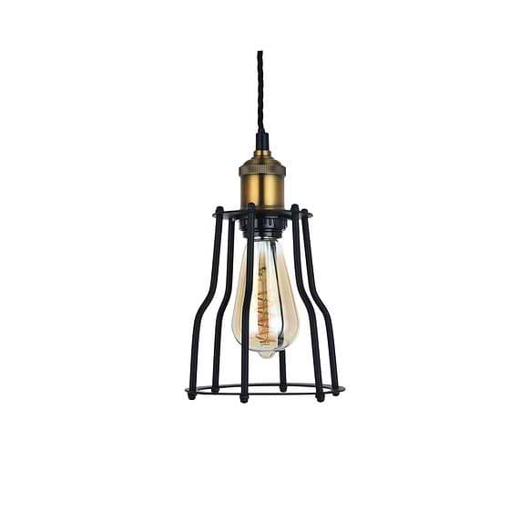 Denman Cone Industrial Black Cage Pendant Light - Soho Lighting