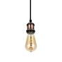 Soho Lighting Edison Antique Copper Pendant Bulb Holder With Round Black Cable