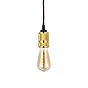 Soho Lighting Gold Bulb Holder Exposed Bulb Pendant Light With Twisted Black Cable