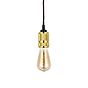 Soho Lighting Gold Bulb Holder Exposed Bulb Pendant Light With Twisted Black Cable