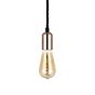 Soho Lighting Rose Gold Bulb Holder Exposed Bulb Pendant Light With Twisted Black Cable