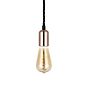 Soho Lighting Rose Gold Bulb Holder Exposed Bulb Pendant Light With Twisted Black Cable