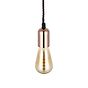 Edison Rose Gold Pendant Bulb Holder With Twisted Dark Brown Cable