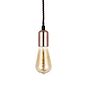 Soho Lighting Rose Gold Bulb Holder Exposed Bulb Pendant Light With Twisted Dark Brown Cable