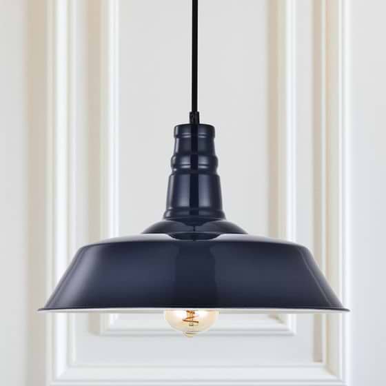 Squid Ink Navy Blue Industrial Breakfast Bar Pendant Light - Argyll 