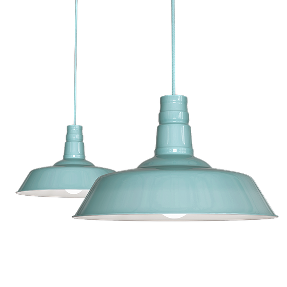 Duck Egg Blue Turquoise Industrial Breakfast Bar Pendant Light - Argyll