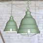 Chalk Mint Green Vintage Cage Landing Pendant Light - Ganton - Soho Lighting