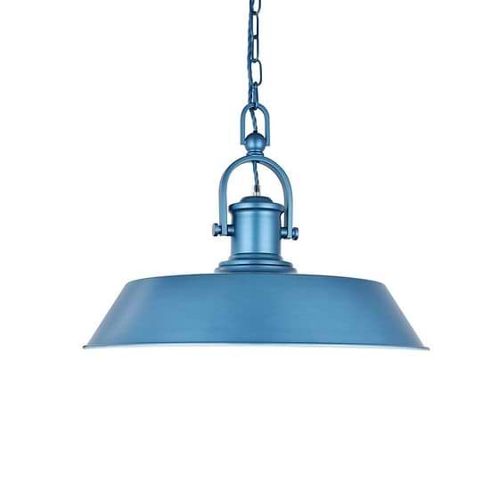 Brewer Industrial Breakfast Bar Pendant Light Aston Blue - Soho Lighting