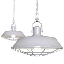 Brewer Cage Industrial  Pendant Light Pale Grey