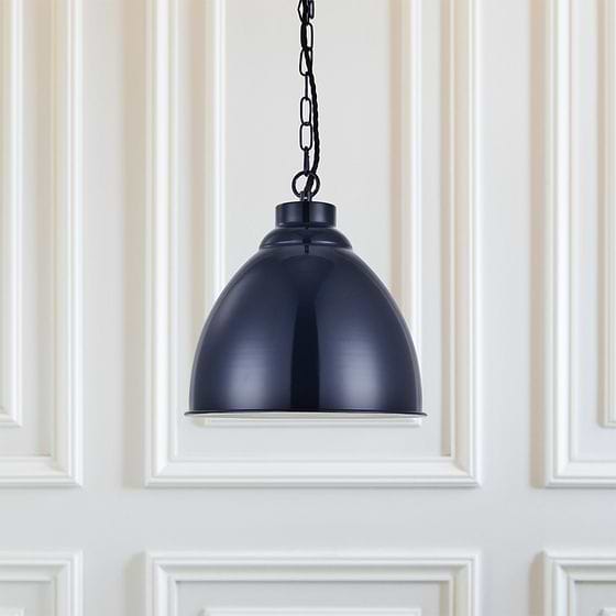 Oxford Vintage Pendant Light Squid Ink Navy Blue - Soho Lighting