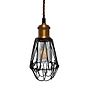 Denman Industrial Vintage Brass Caged Teardrop Pendant Light