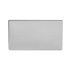 Brushed chrome metal Double Blank Plates with Black insert