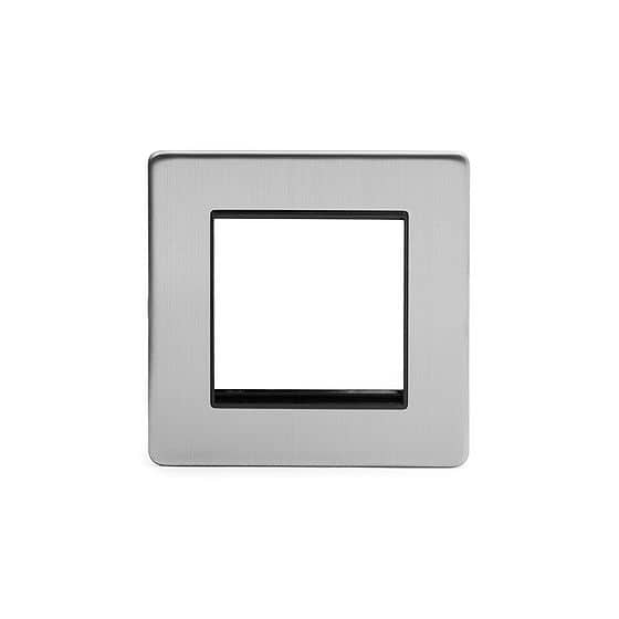 Soho Lighting Brushed Chrome Black Insert 2 x25mm EM-Euro Module Faceplate