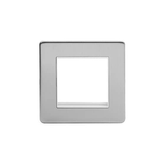 Soho Lighting Brushed Chrome White Insert 2 x25mm EM-Euro Module Faceplate