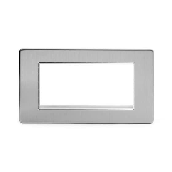 Soho Lighting Brushed Chrome White Insert 4 x25mm EM-Euro Module Faceplate