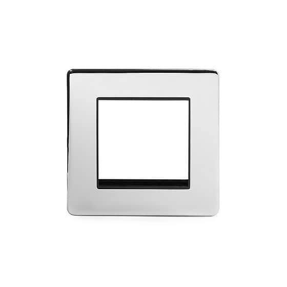 Soho Lighting Polished Chrome Black Insert 2 x25mm EM-Euro Module Faceplate