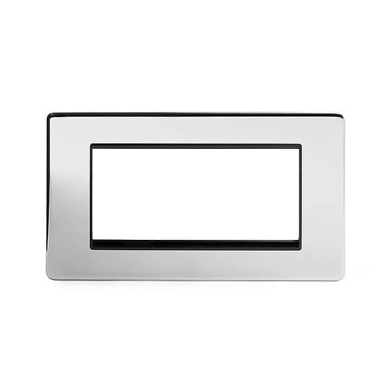 Soho Lighting Polished Chrome Black Insert 4 x25mm EM-Euro Module Faceplate