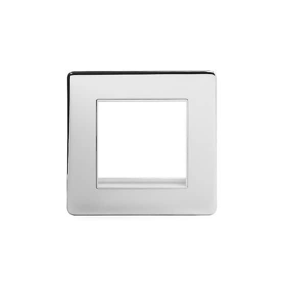 Soho Lighting Polished Chrome White Insert 2 x25mm EM-Euro Module Faceplate