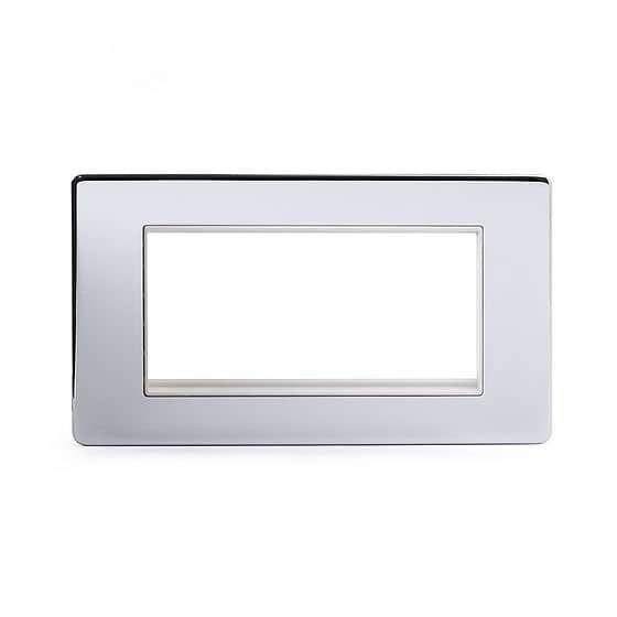 Soho Lighting Polished Chrome White Insert 4 x25mm EM-Euro Module Faceplate