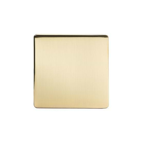 Soho Lighting Brushed Brass metal 1 Gang Blanking Plate Screwless