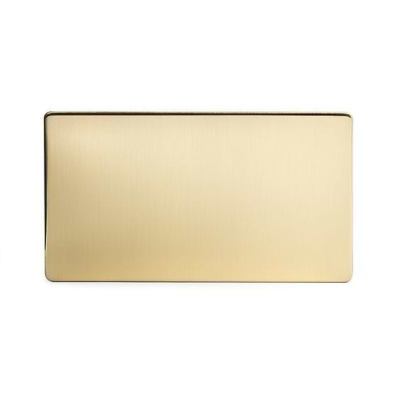 Soho Lighting Brushed Brass metal 2 Gang Blanking Plate Screwless