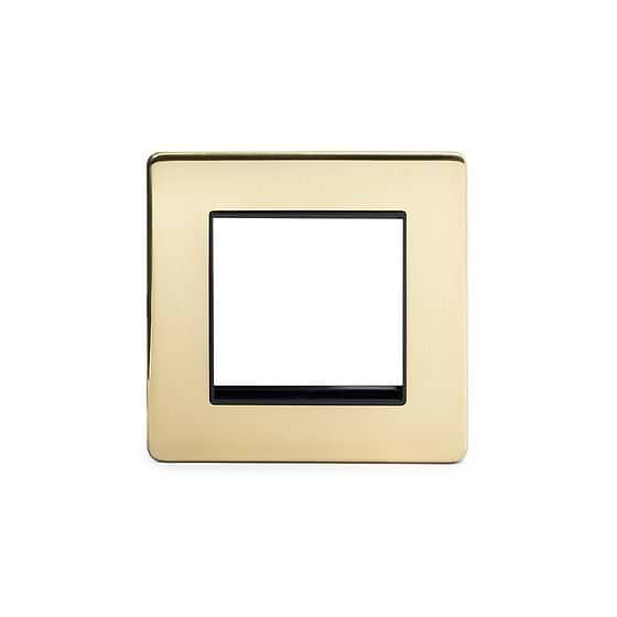 Soho Lighting Brushed Brass Black Insert 2 x25mm EM-Euro Module Faceplate