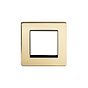 Soho Lighting Brushed Brass Black Insert 2 x25mm EM-Euro Module Faceplate