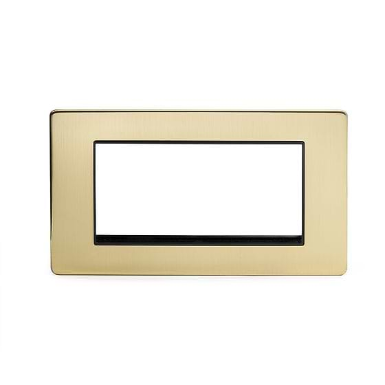 Soho Lighting Brushed Brass Black Insert 4 x25mm EM-Euro Module Faceplate