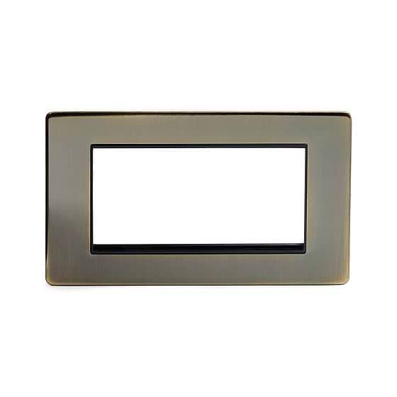 Soho Lighting Antique Brass 4 x25mm EM-Euro Module Faceplate