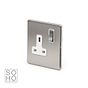 Soho Lighting Brushed Chrome 1 Gang DP Socket White Ins 13A Screwless