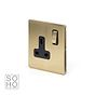 Soho Lighting Brushed Brass 1 Gang DP Socket Black Ins 13A Screwless