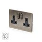 Soho Lighting Antique Brass 2 Gang Socket 13A Double Pole with Black Insert