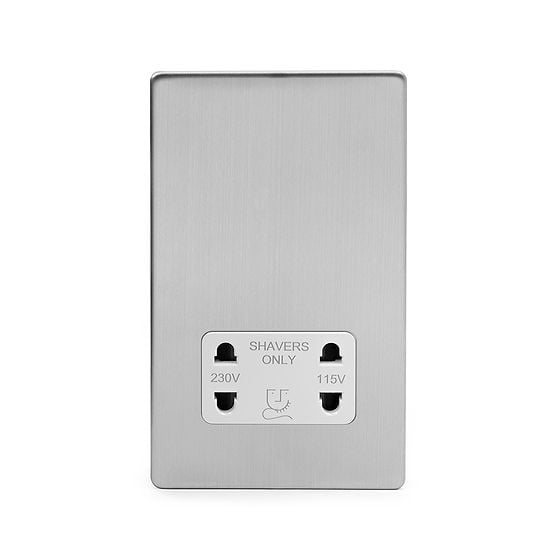 Soho Lighting Brushed Chrome Shaver Socket Dual Voltage 115/230v Wht Ins Screwless